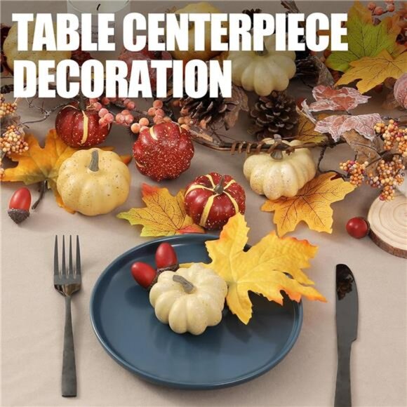 23 PCS Fall‎ Harvest Decor Set: Mini Pumpkins, Acorns, Pinecones, Leaves & More - Picture 5 of 7